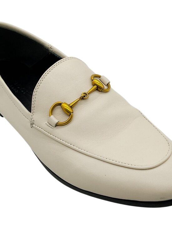 Gucci Shoes - Gucci Mystic White Leather Brixton Horsebit Loafers